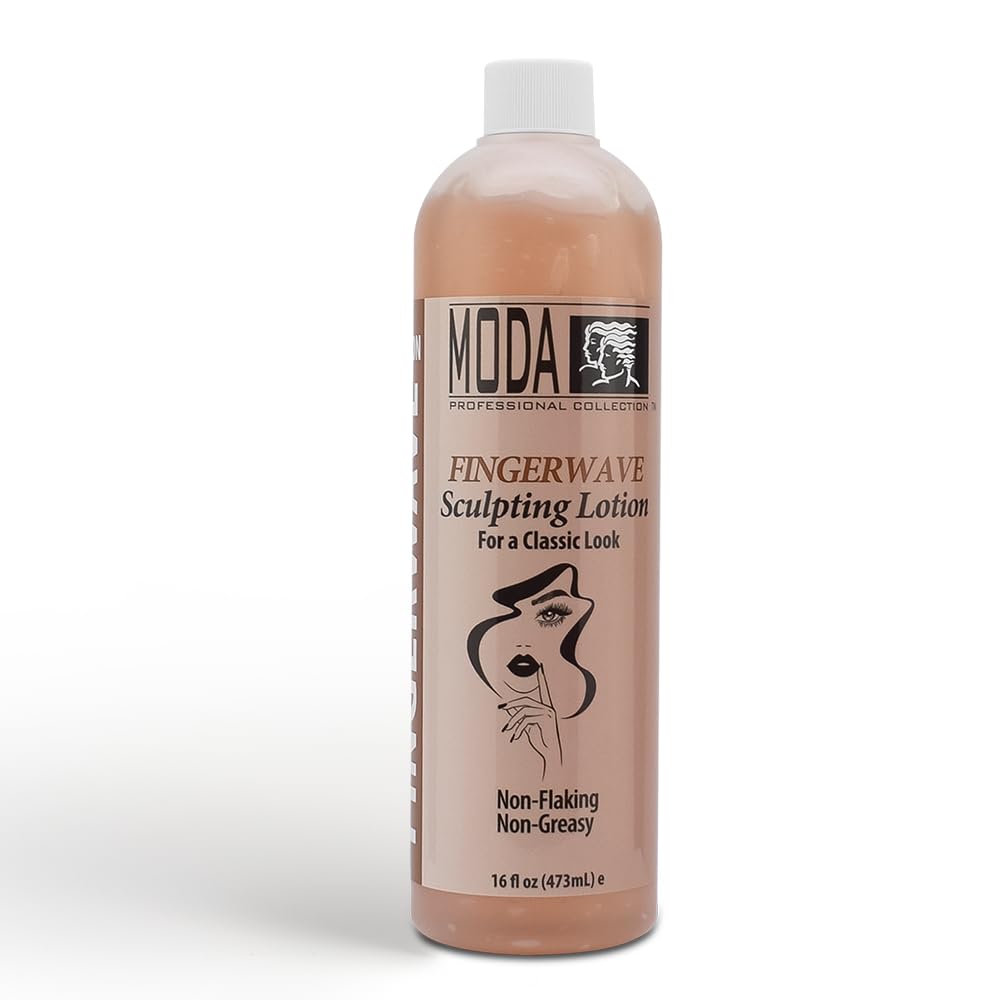 MODA Finger Wave Sculpting Lotion - Curl Cream for Curly Hair, Non-Greasy Hold | 16 Oz