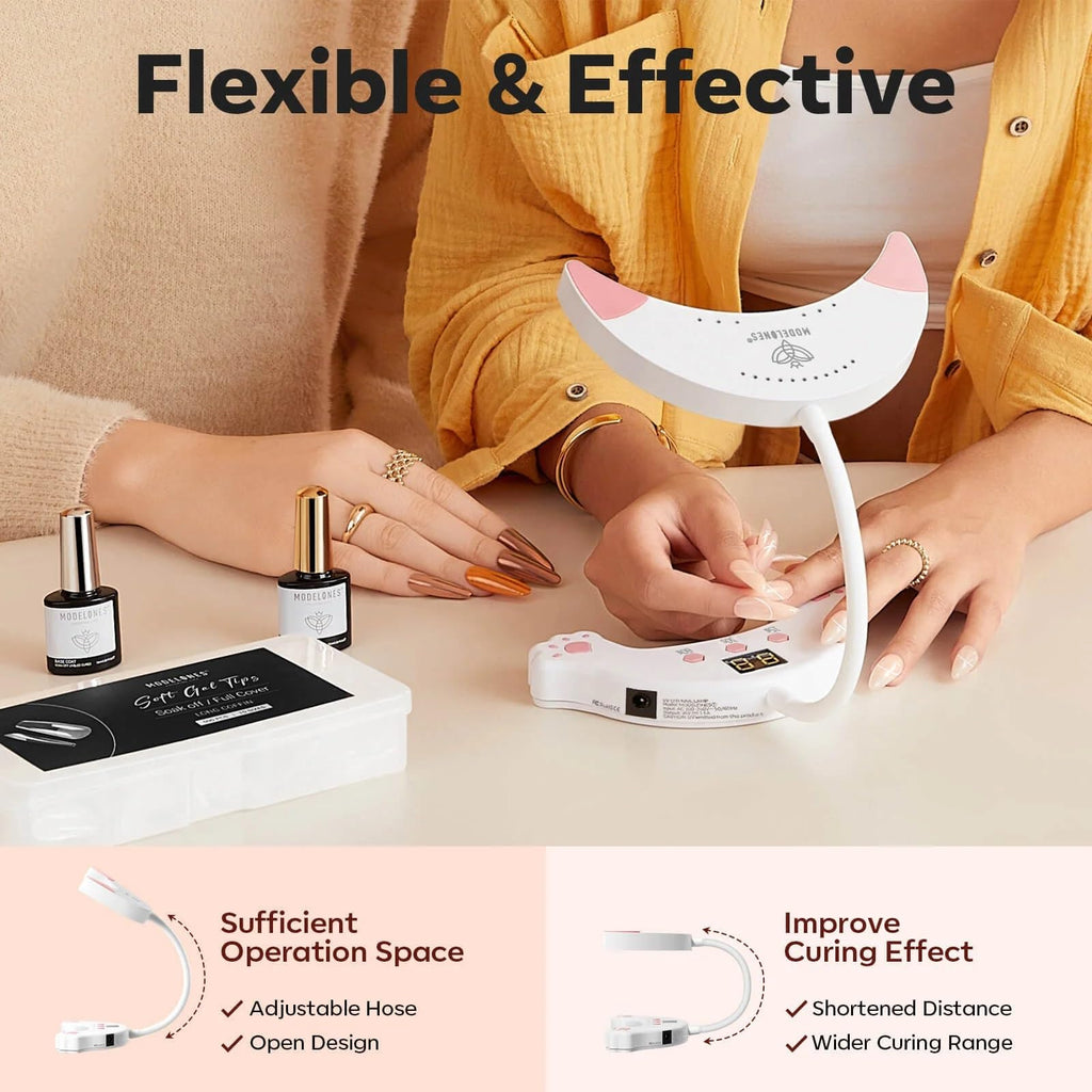 Modelones UV LED Nail Lamp with Gooseneck — 48W, 3 Timers, LCD Display, Fast Gel Curing