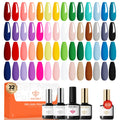 Modelones 32-Piece Gel Nail Polish Set – 28 Colors with No-Wipe Base, Glitter, Glossy & Matte Top Coats | Soak-Off LED Nail Kit at Home