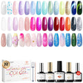 Modelones 32-Color Gel Nail Polish Set with Cat Eye & Magnet – No-Wipe Base & Top Coats