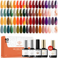 Modelones 40-Pcs Gel Nail Polish Set with Base Coat & 3 Top Coats – Vibrant Nude to Bright Colors