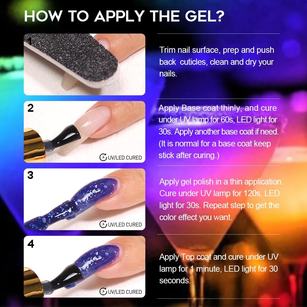 Modelones Color Changing Gel Nail Polish Set – 6 Mood Colors, Temperature Change, 7ml, Soak Off