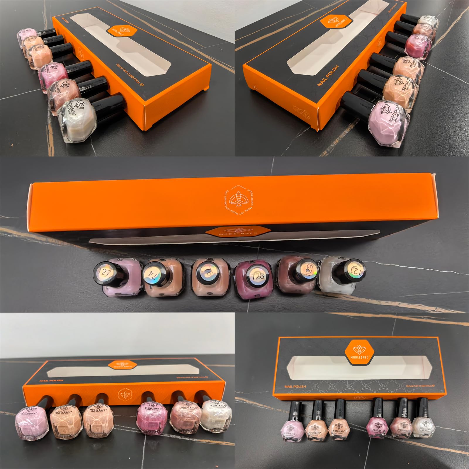 Modelones Nail Polish Set — 6 Neutral Nude Pink Shades, Quick Dry & Long-Lasting
