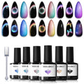 modelones Gel Nail Polish Set 6 Colors – Rainbow Cat Eye Magnetic Gel Polish with Soak-Off LED