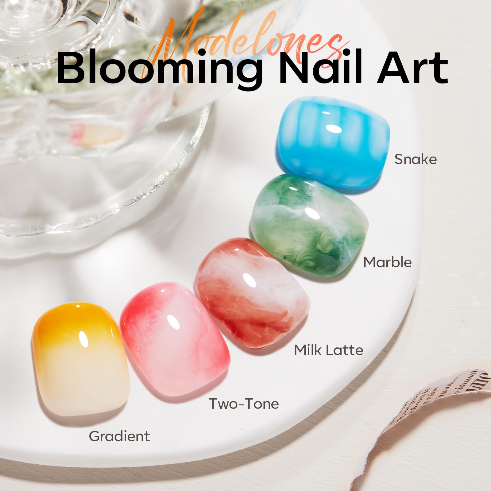 modelones Gel Top Coat & Blooming Set – 15ml, 3-Piece Nail Art Kit