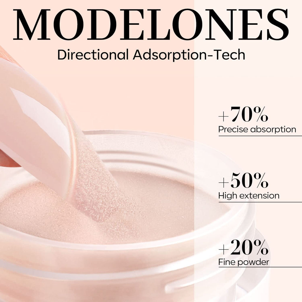 Modelones Translucent Nude Dip Powder – 1 oz, No Lamp Cure, Long-Lasting Nail Art