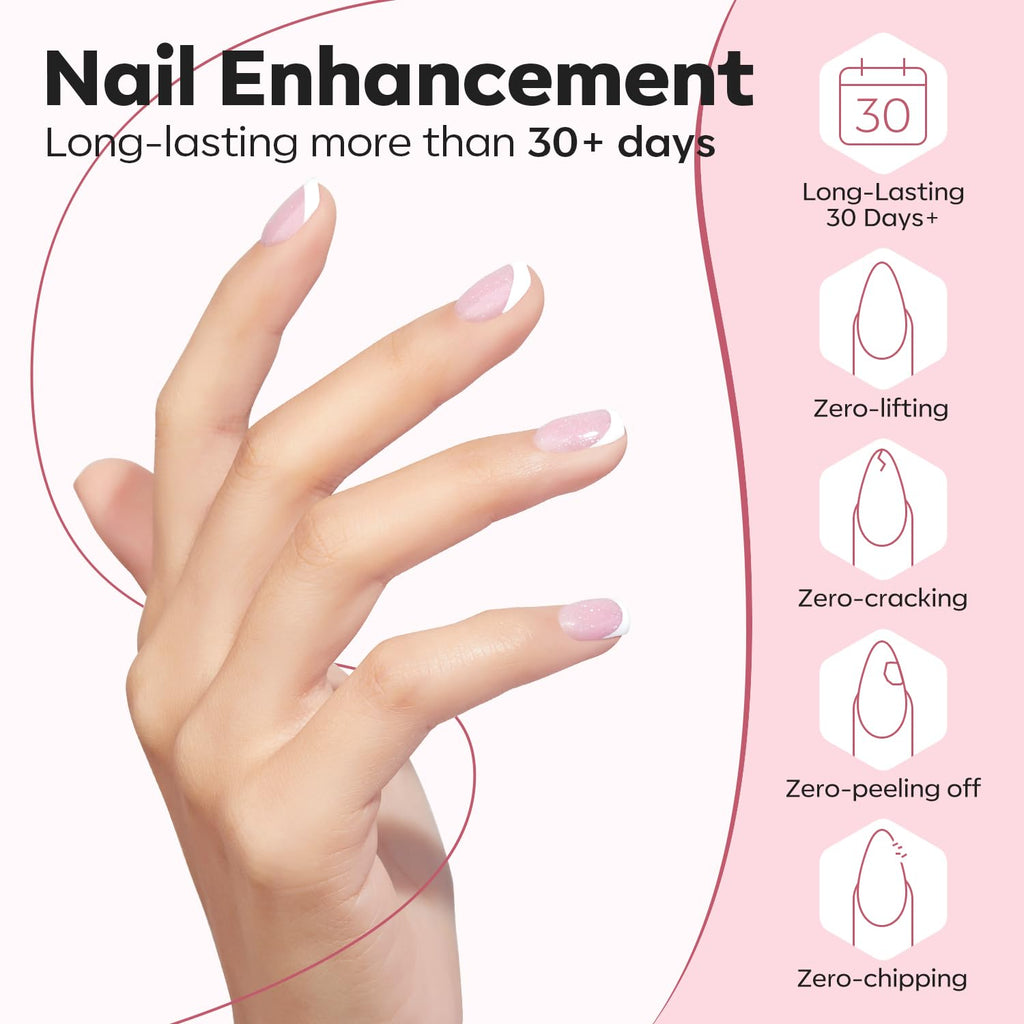 Modelones Builder Nail Gel – 8-in-1 Nude Pink Glitter with Rainbow Iridescent Shine
