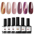 Modelones Gel Nail Polish Set – 6 Cat Eye, Glitter & Nude Gels with Magnet