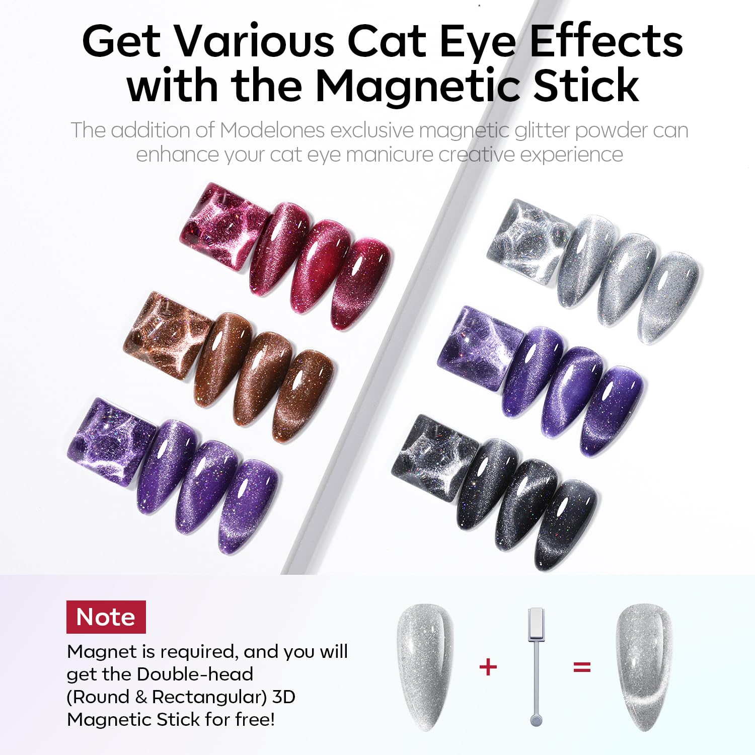 Modelones Cat Eye Gel Nail Polish Set — 6 Winter Colors + Magnetic Stick