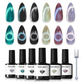 Modelones Cat Eye Gel Nail Polish Set - 6 Colors, 9D Glassy Magnetic Cat Eye Glitter Kit (Soak-Off, LED)