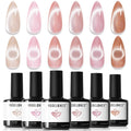 Modelones Cat Eye Gel Nail Polish Kit – 6 Nude Colors with Magnet Sparkle | Soak-Off LED Gel (Galaxy Series)