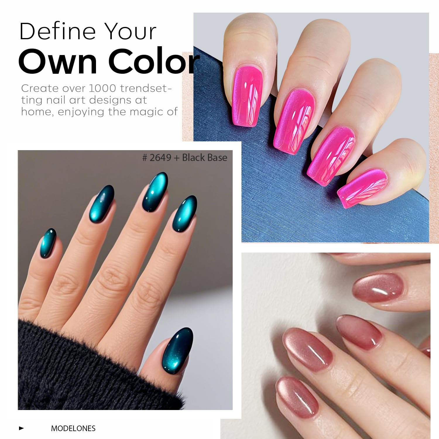 Modelones Cat Eye Gel Nail Polish Set – 6 Color Magnetic Gel Polishes, 7ml, Magnet Included