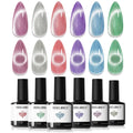 Modelones Cat Eye Gel Nail Polish Set – 6 Colors, Magnetic 9D Glitter, Soak-Off, LED Nail Art