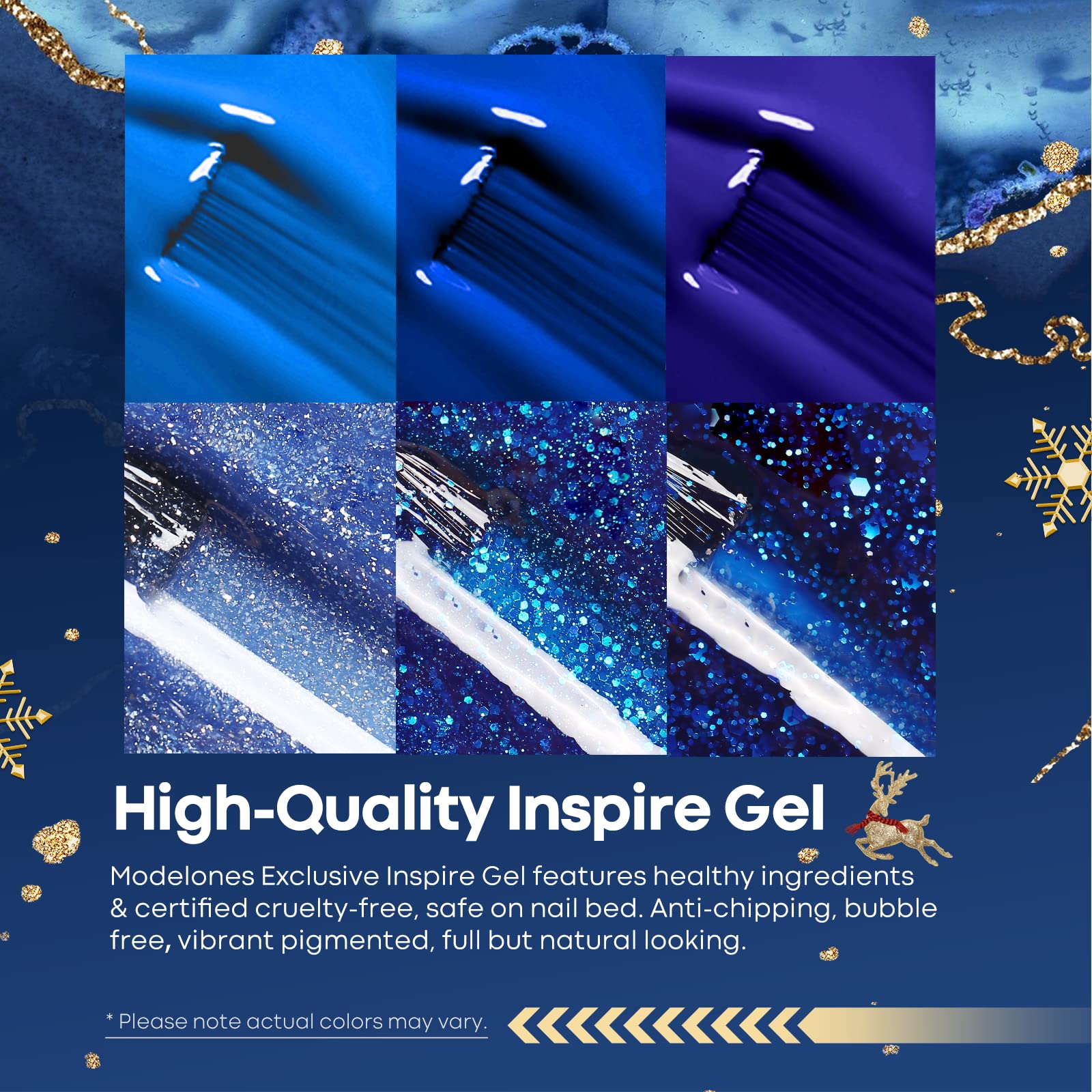 Modelones Blue Gel Nail Polish Set — 6 Color-Changing Glitter Gels for Winter Nails
