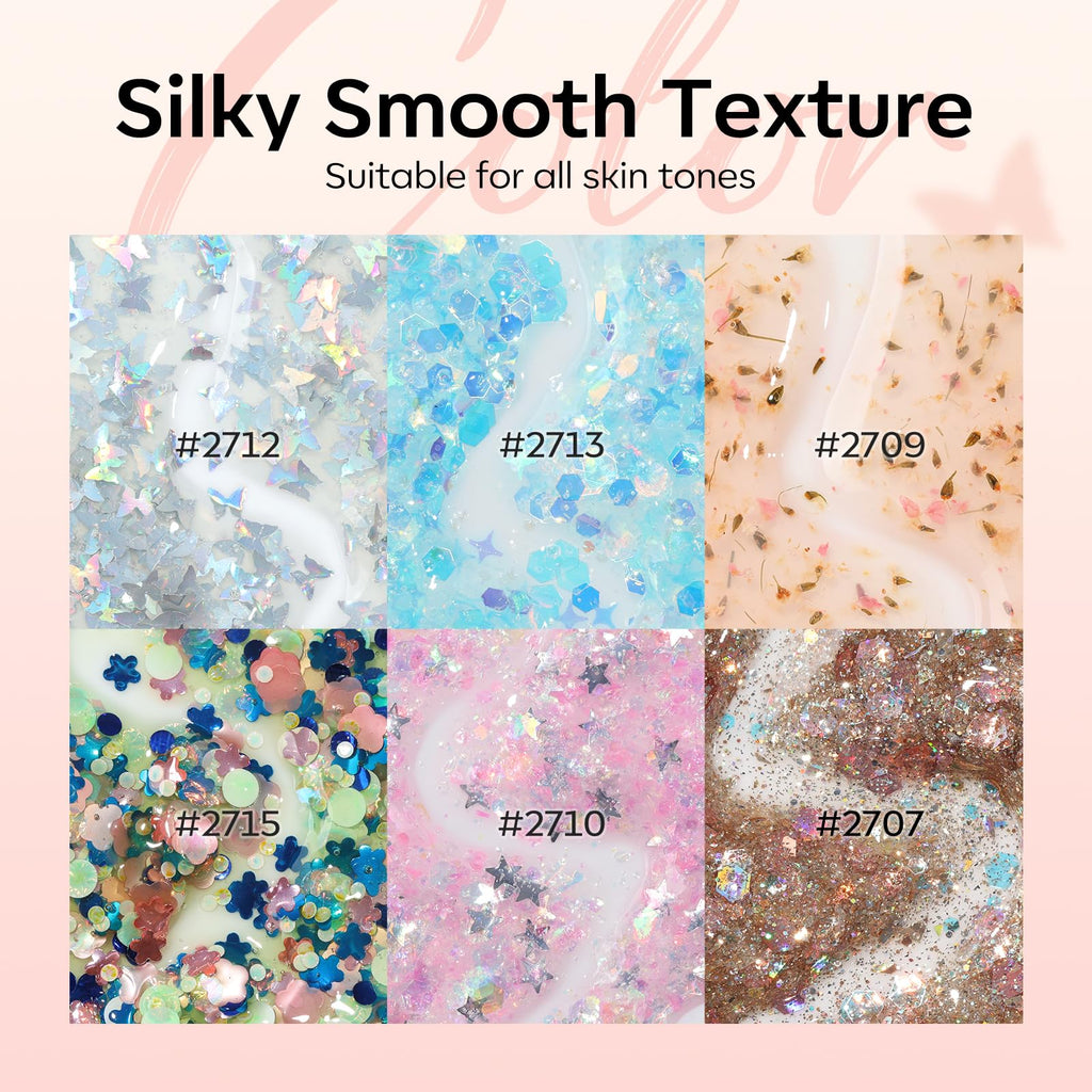 Modelones Gel Nail Polish Set (6 Colors) with Dried Flower Ornaments | Soak-Off LED Gel