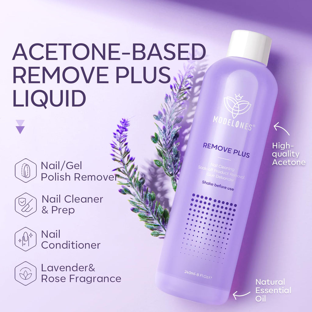 Modelones Acetone Nail Polish Remover with Jojoba Oil – 8 oz Lavender