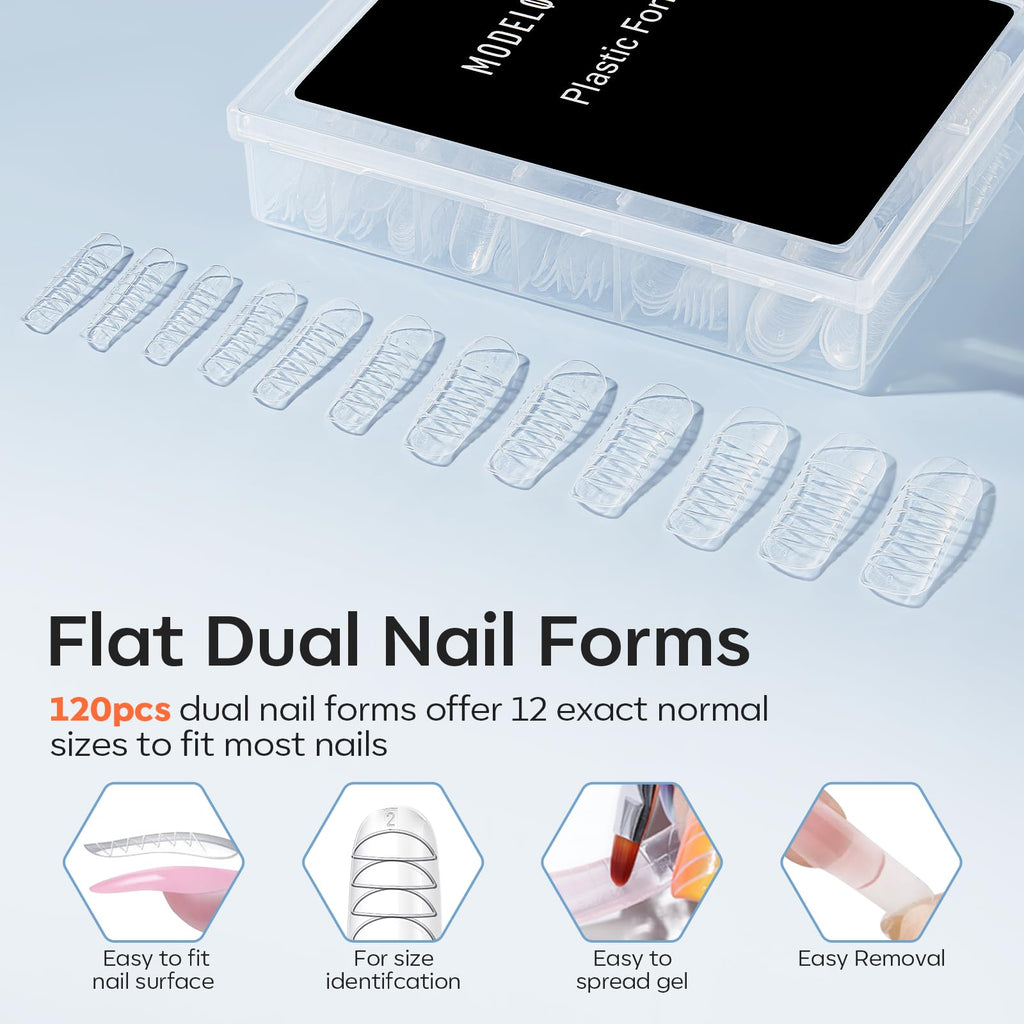 Modelones Slip Solution for Poly Gel – 2.8oz Anti-Stick Liquid with 120 Dual Nail Forms Kit