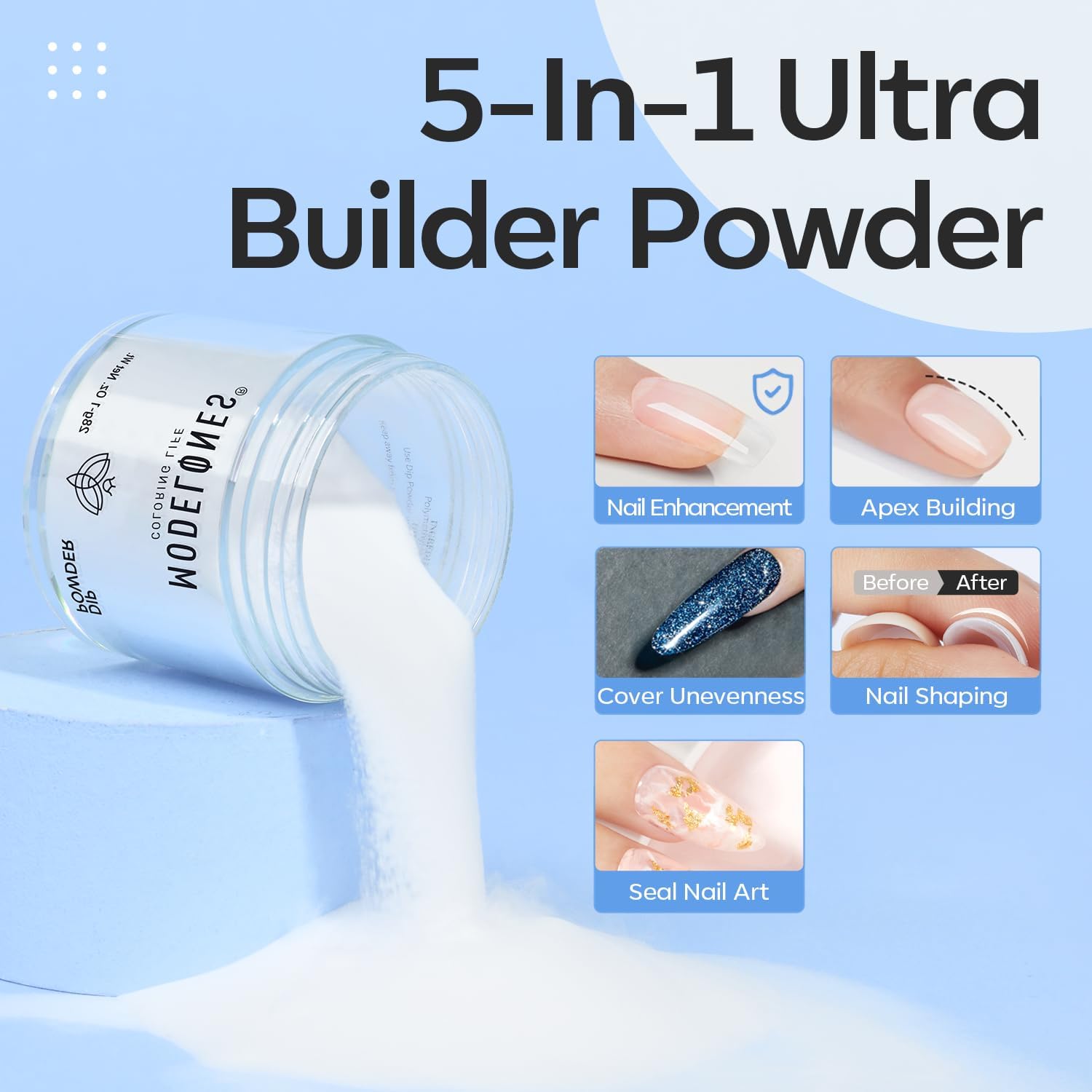 Modelones Dip Powder Clear Color – Long-Lasting, No-Lamp DIY Nails