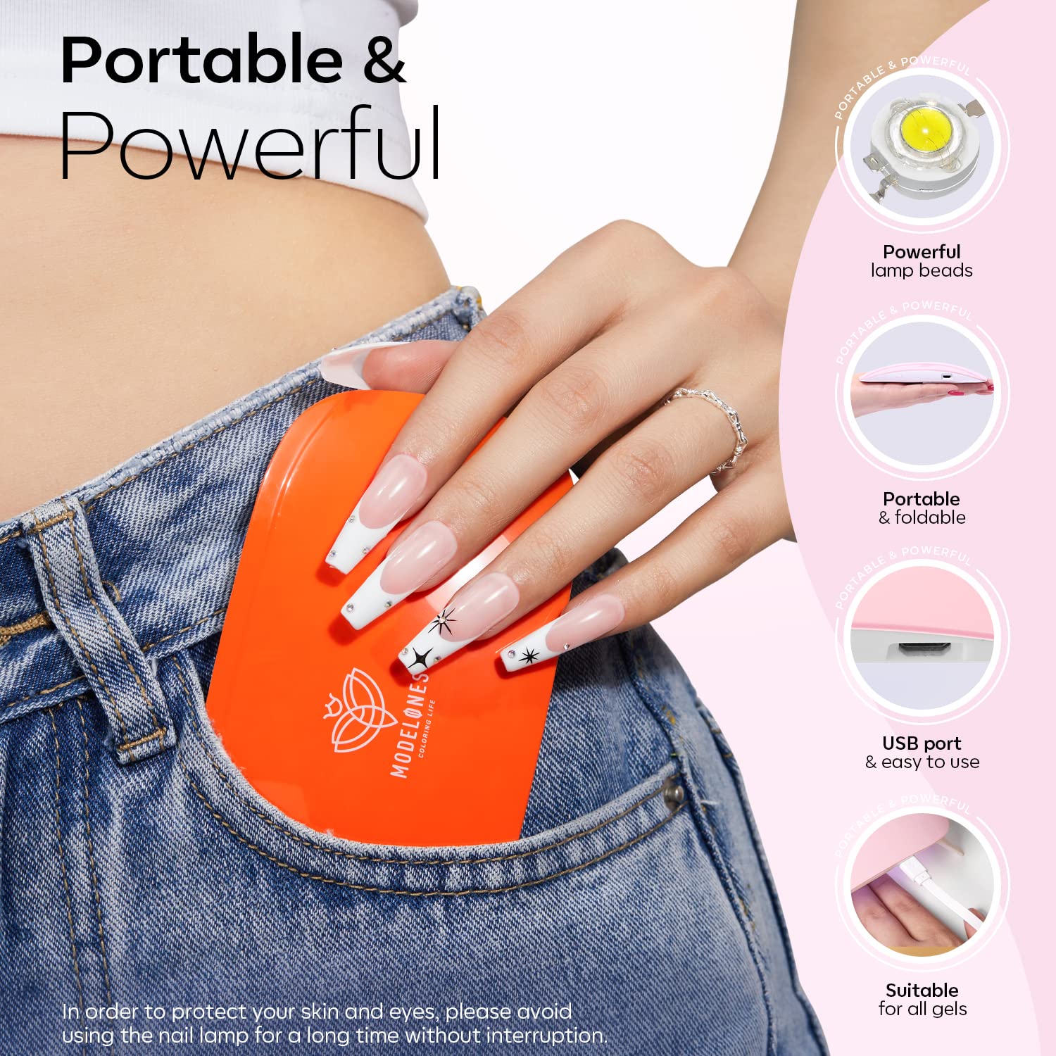 Modelones 20PCS Gel Nail Polish Kit with UV/LED Lamp – 6 Colors Starter DIY Manicure Set