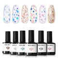 Modelones Gel Nail Polish Set (6 Colors) with Dried Flower Ornaments | Soak-Off LED Gel