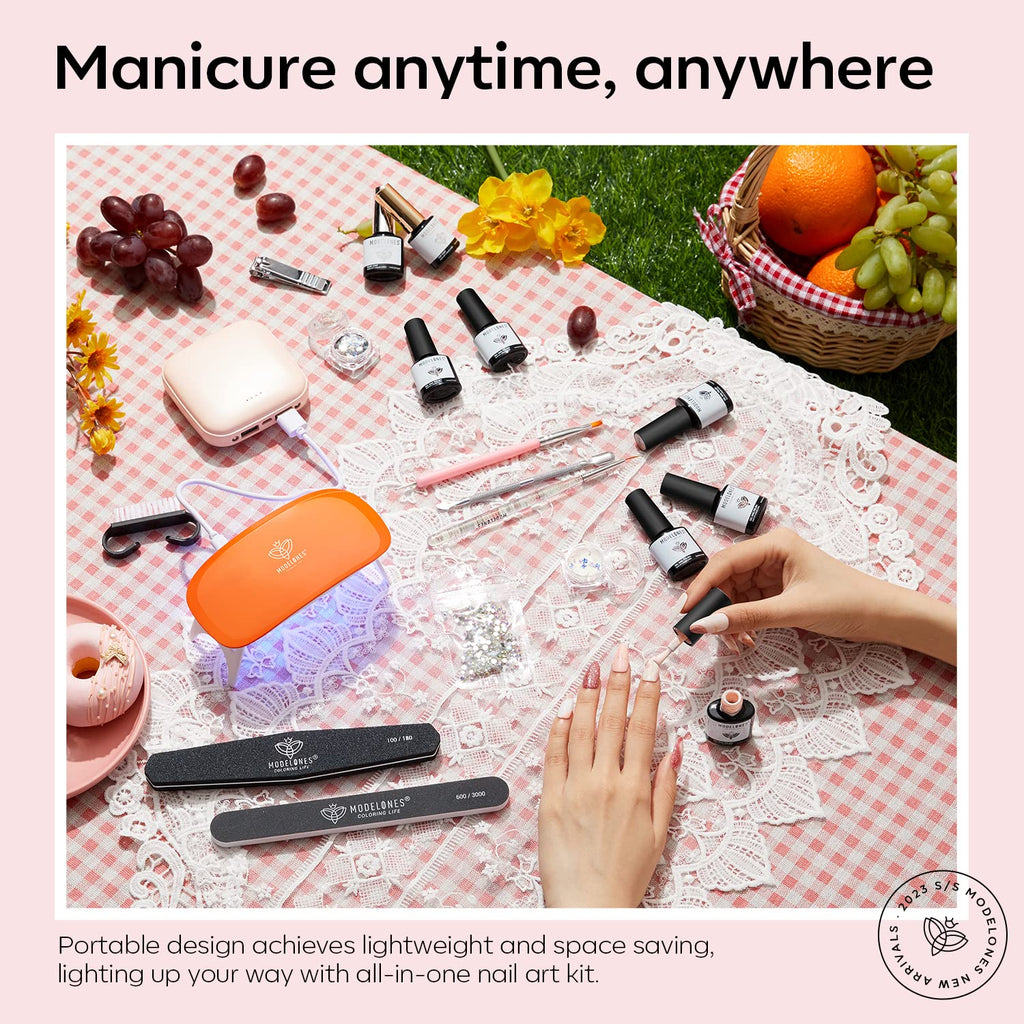 Modelones 20PCS Gel Nail Polish Kit with UV/LED Lamp – 6 Colors Starter DIY Manicure Set