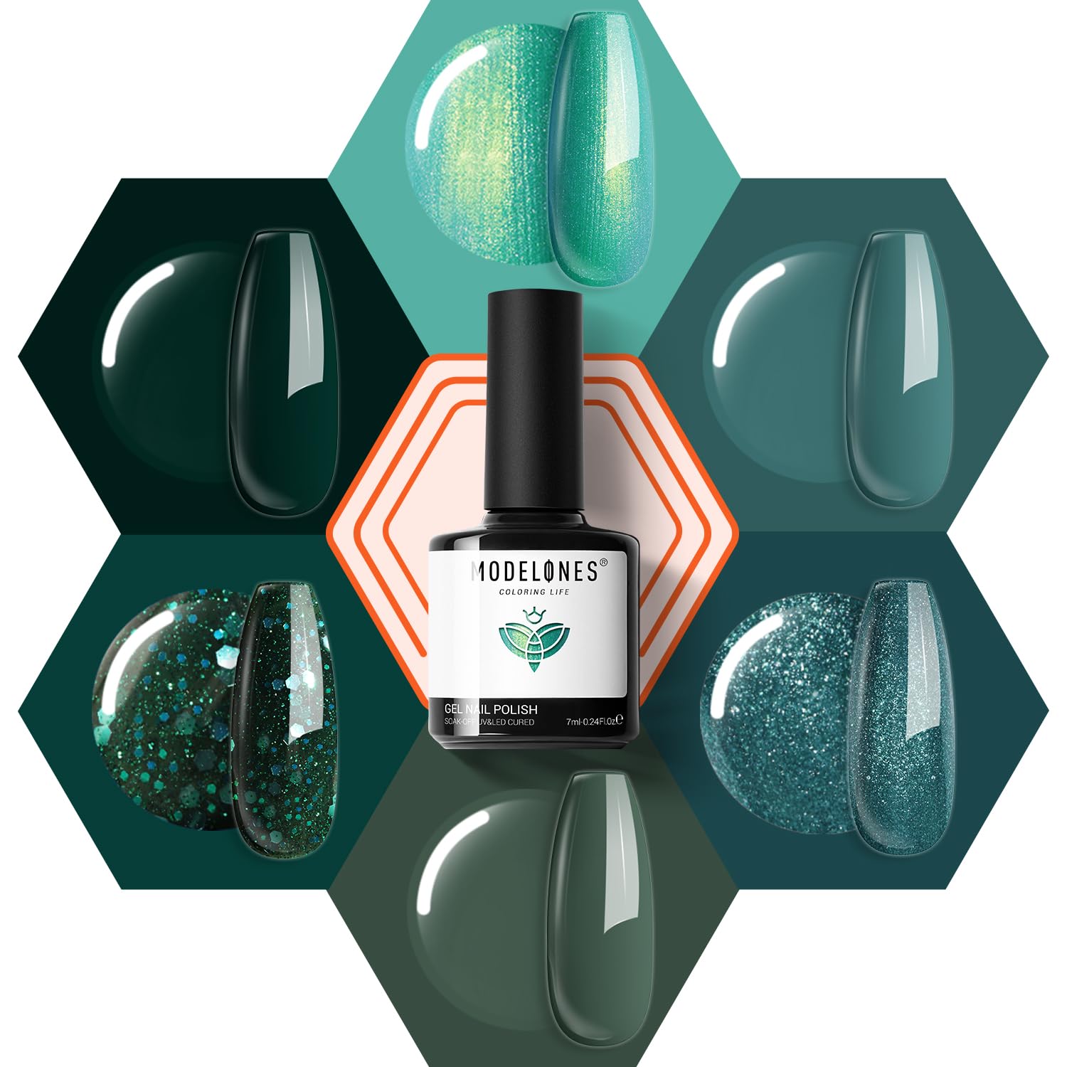 Modelones Ethereal Green Gel Nail Polish Set – 6 Colors for Salon-Quality DIY Nails