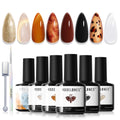 Modelones Gel Nail Polish Set – 6 Colors, Magnet & Liner Pen (Leopard Theme)