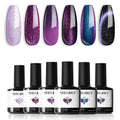 Modelones Gel Nail Polish Set – 6 Colors 9D Cat Eye Glitter with Magnet