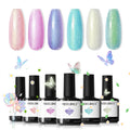Modelones Gel Nail Polish Set — 6 Spring Pastel Colors with Chameleon Glitter