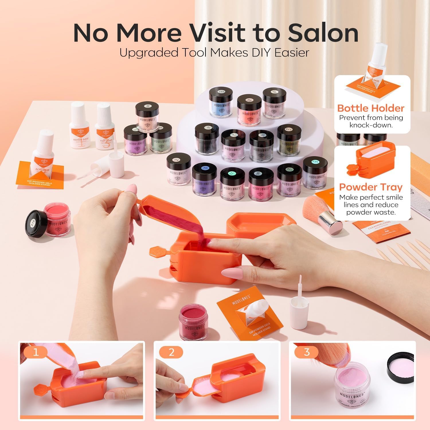Modelones 20 Colors Dip Powder Nail Kit – DIY Manicure Starter Set with Bond/Base/Activator/Top Coat