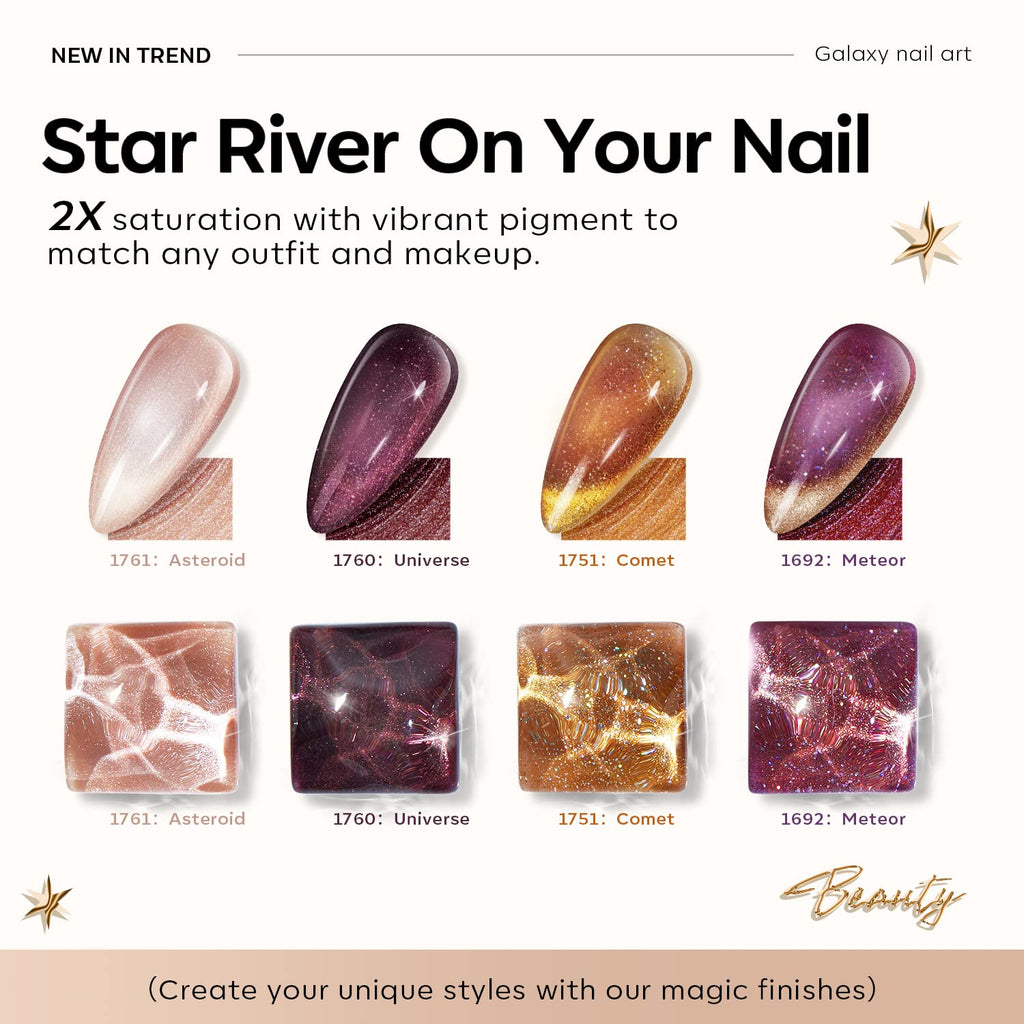 Modelones Gel Nail Polish Set – 6 Cat Eye, Glitter & Nude Gels with Magnet