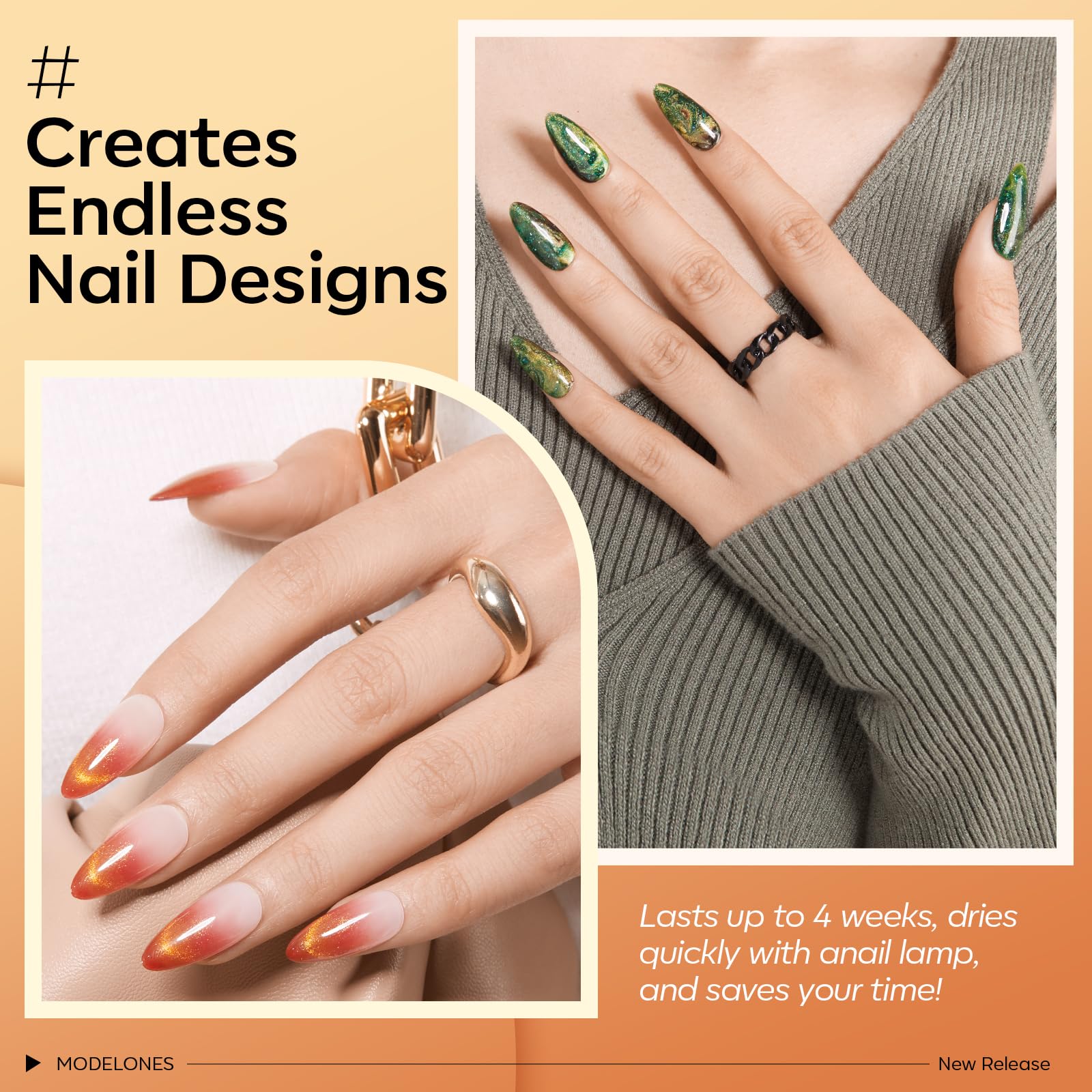 Modelones 24PCS Gel Nail Polish Set – Fall/Winter Cat Eye & Top Coats