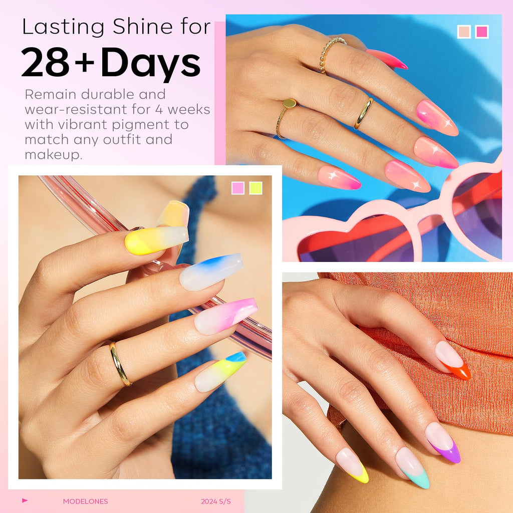 Modelones 32-Piece Gel Nail Polish Set — 28 Colors, No-Wipe Base Coat, Glitter & Matte/Glossy Top Coats, Soak-Off LED Kit
