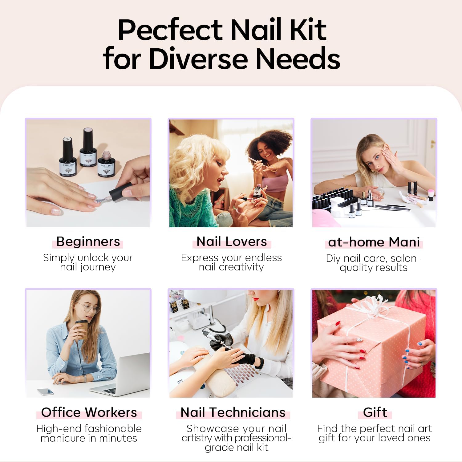 Modelones 32-Piece Gel Nail Polish Set – 28 Colors with No-Wipe Base, Glitter, Glossy & Matte Top Coats | Soak-Off LED Nail Kit at Home