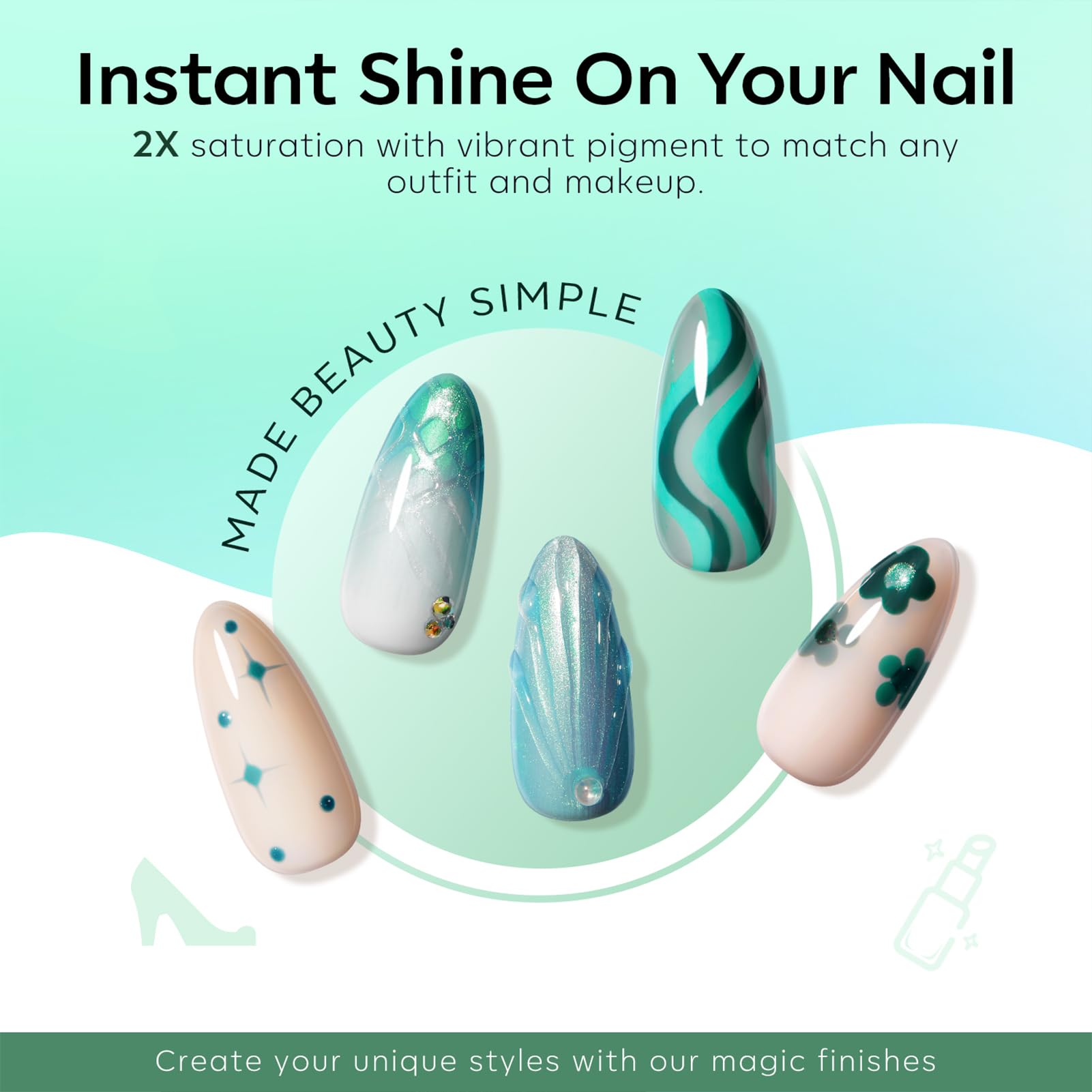 Modelones Ethereal Green Gel Nail Polish Set – 6 Colors for Salon-Quality DIY Nails