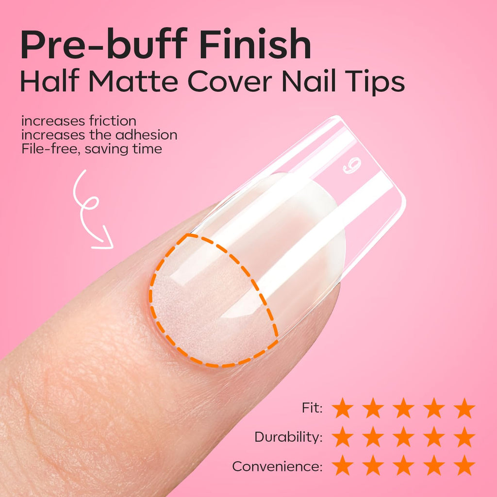 Modelones Short Square Gel Nail Tips Kit | 9-in-1 Nail Glue Gel, 216 Tips, Portable UV/LED Lamp