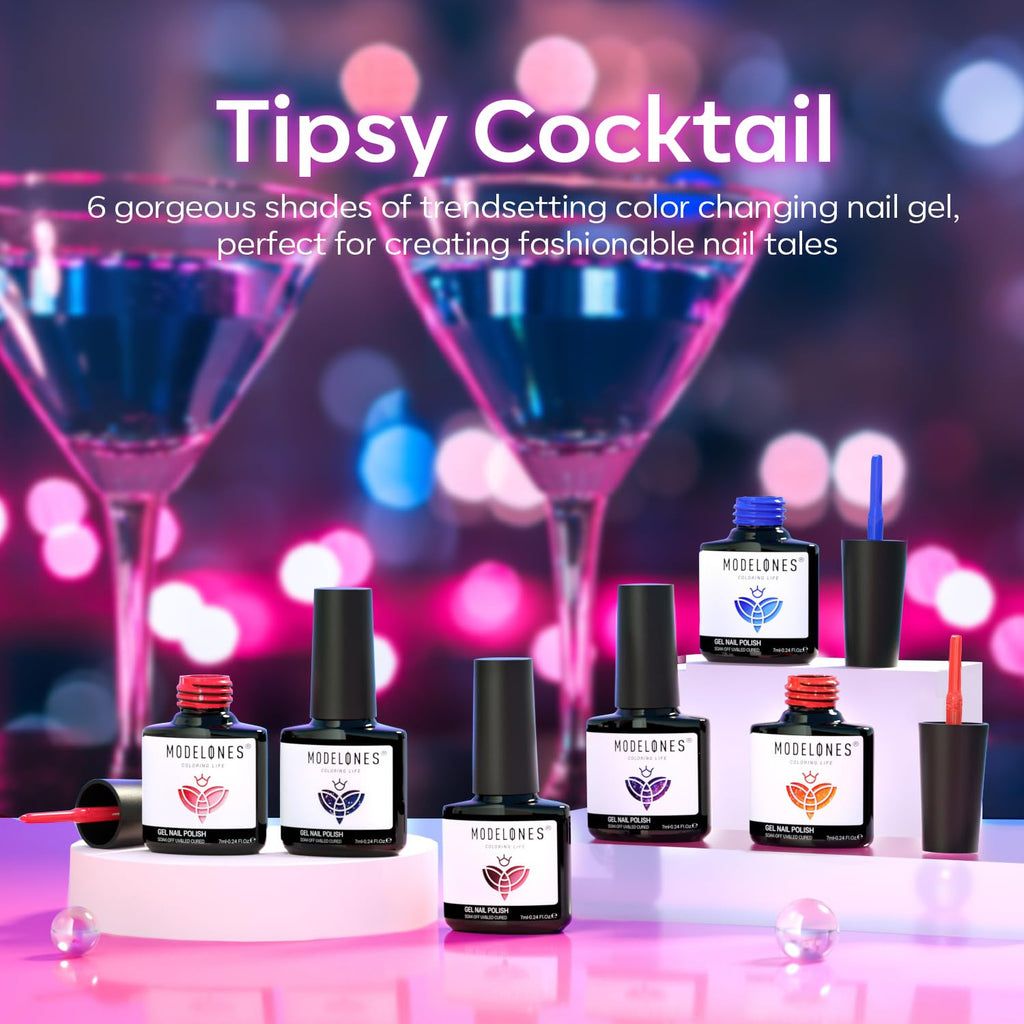 Modelones Color Changing Gel Nail Polish Set – 6 Mood Colors, Temperature Change, 7ml, Soak Off