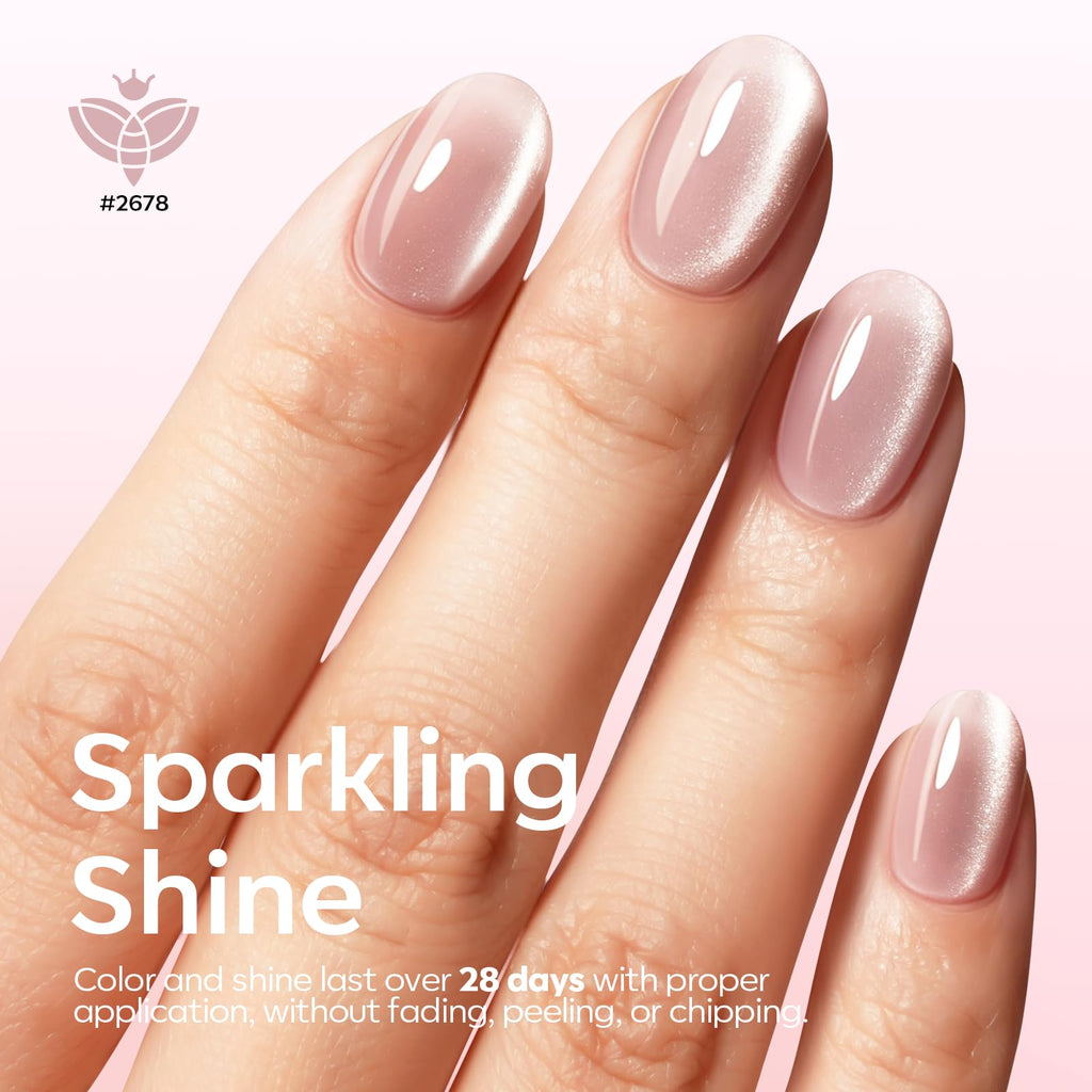 Modelones Cat Eye Gel Nail Polish Kit – 6 Nude Colors with Magnet Sparkle | Soak-Off LED Gel (Galaxy Series)