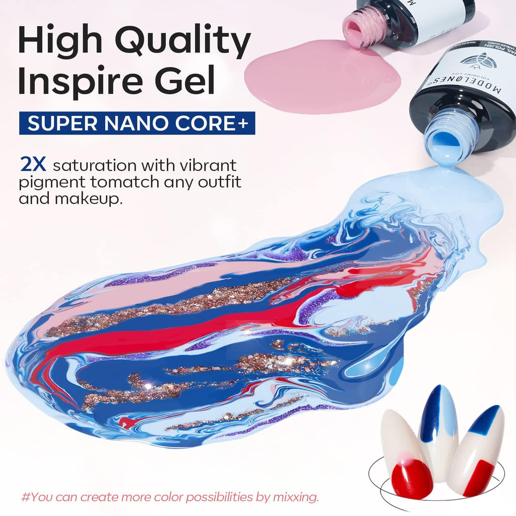 Modelones 40-Pcs Gel Nail Polish Set – 36 Colors + Base/Top Coats for DIY LED Manicure