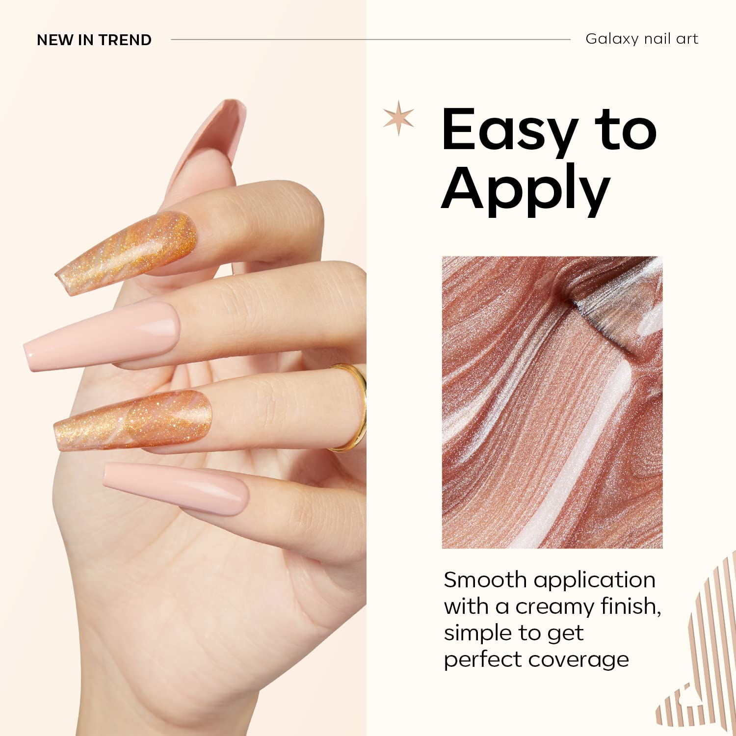 Modelones Gel Nail Polish Set – 6 Cat Eye, Glitter & Nude Gels with Magnet