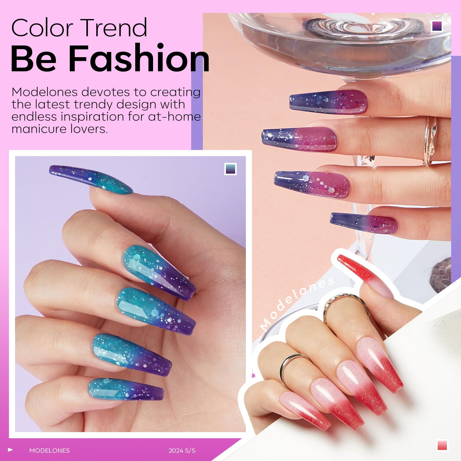 Modelones Color Changing Gel Nail Polish Set – 6 Mood Colors, Temperature Change, 7ml, Soak Off