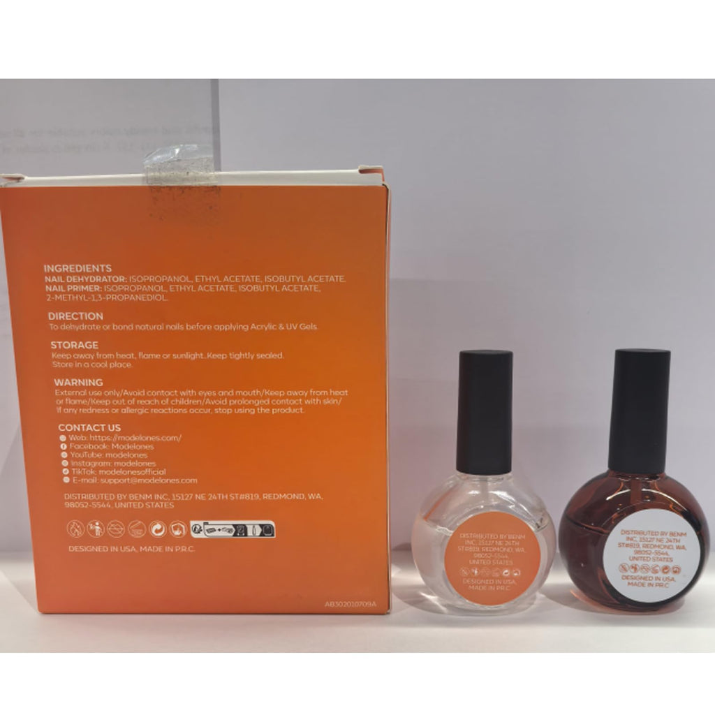 modelones 30 ml nail dehydrator and primer – acid free, hema-free prep kit for long-lasting gel & acrylic