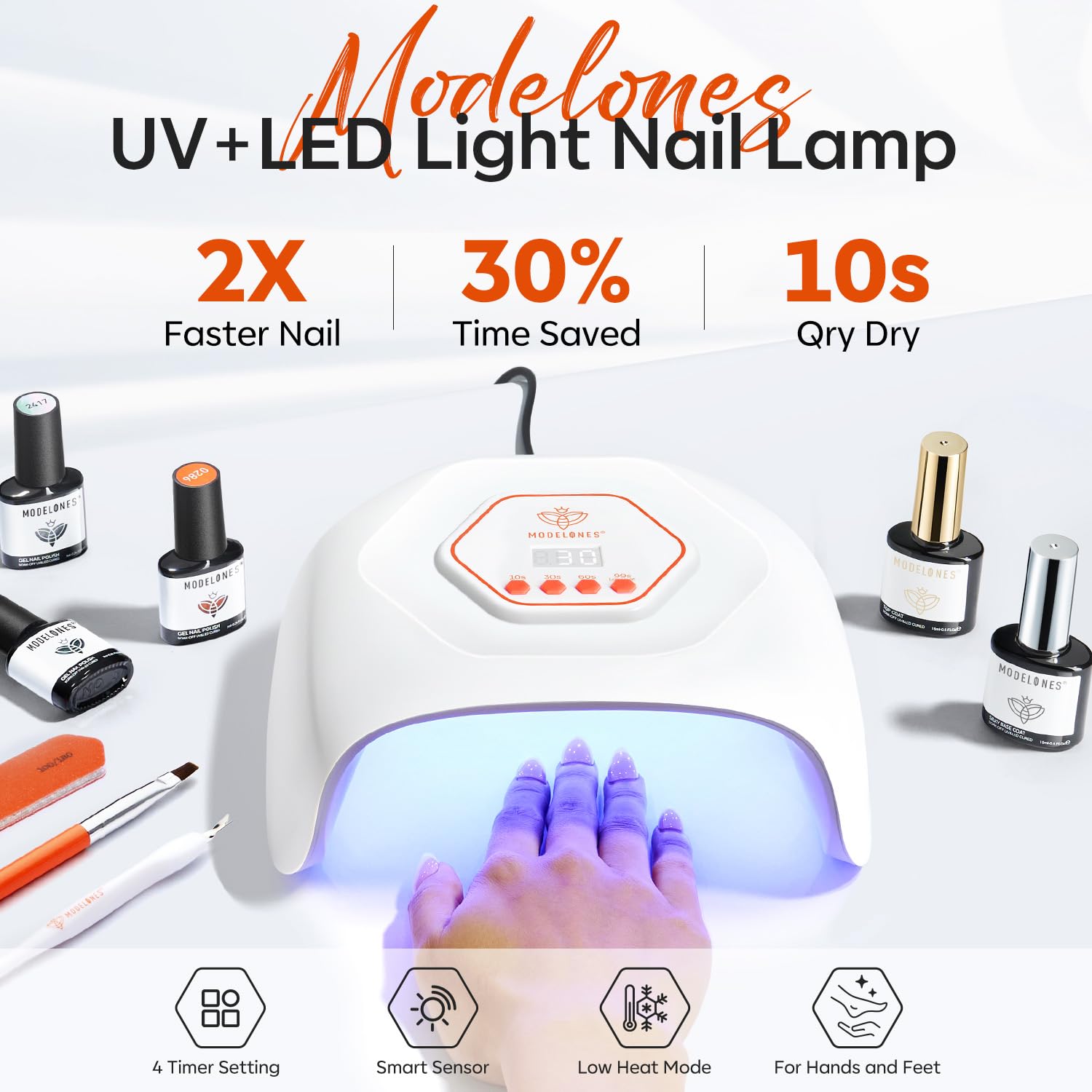 Modelones UV LED Nail Lamp – Fast Gel Nail Curing, 4 Timer Auto Sensor