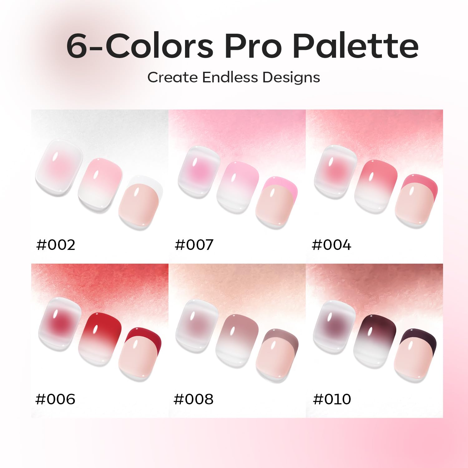 Modelones Pat Painting Gel Nail Polish – 6 Pigmented Colors for Ombre, Gradient, Blush Bloom and French Tips