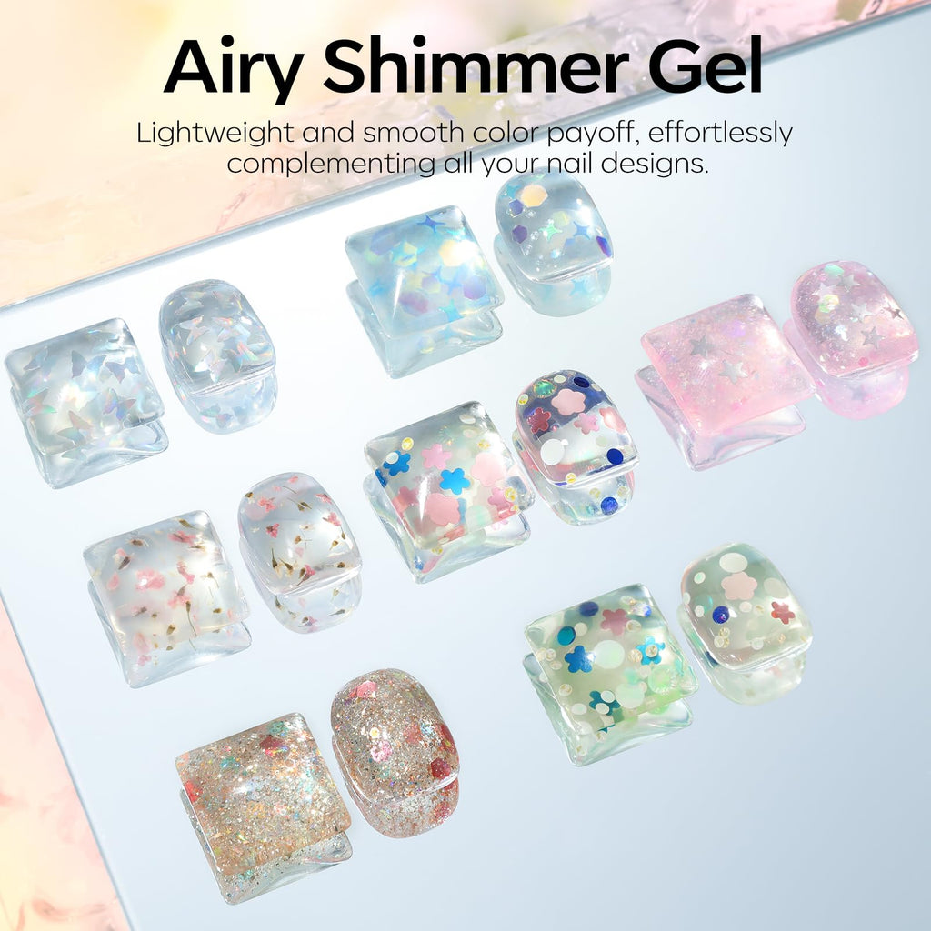 Modelones Gel Nail Polish Set (6 Colors) with Dried Flower Ornaments | Soak-Off LED Gel