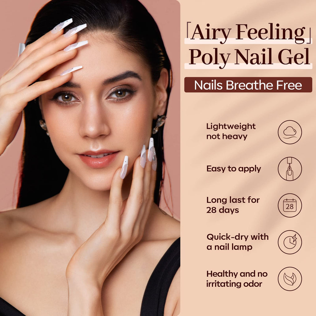 Modelones Poly Nail Gel Kit — 6 Nude Skin Tone Colors for At-Home Builder Manicure