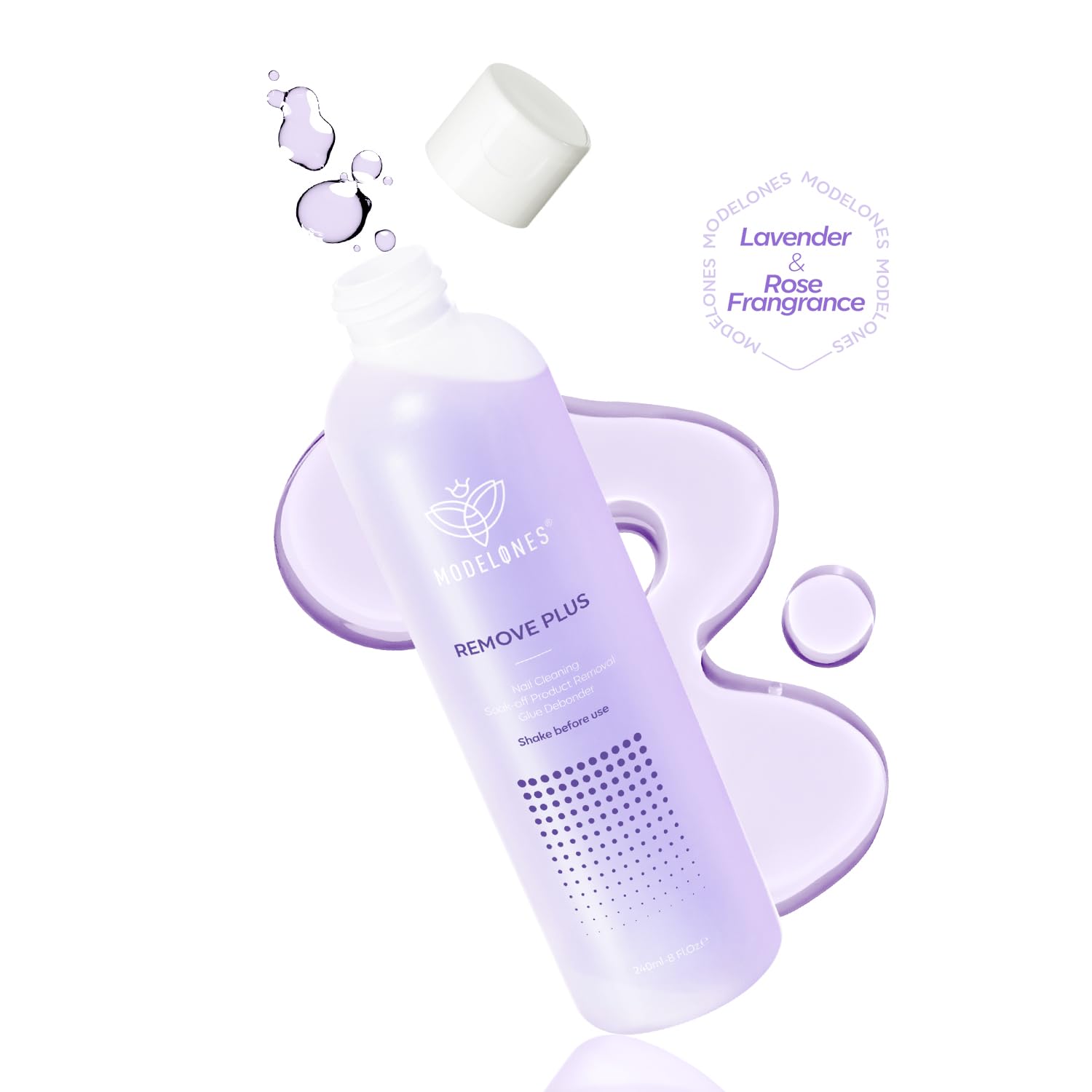 Modelones Nail Polish Remover – Acetone Glitter Gel Rose, 8 oz