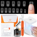 Modelones Short Square Gel Nail Tips Kit | 9-in-1 Nail Glue Gel, 216 Tips, Portable UV/LED Lamp