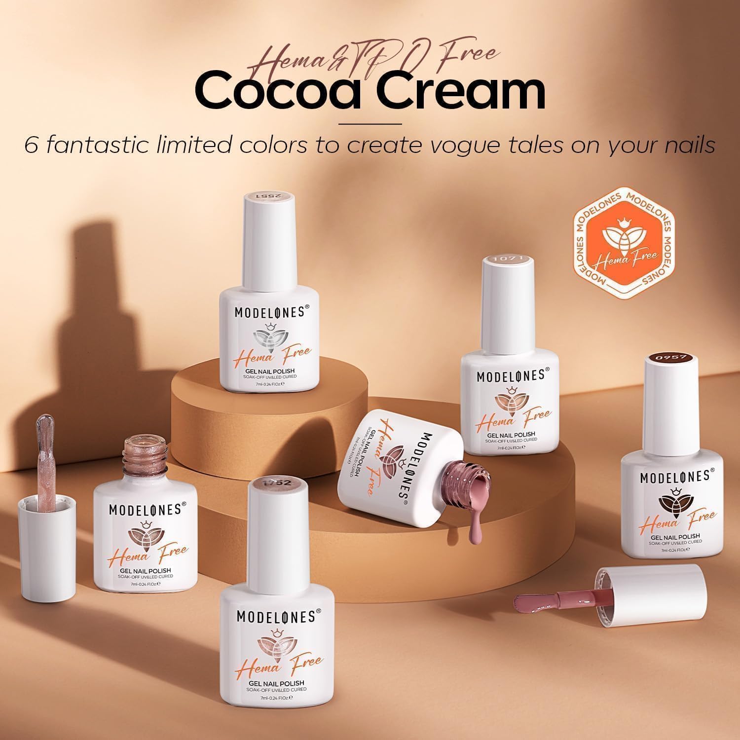 Modelones Hema Free Gel Nail Polish Set — 6 Nude Shades for All Skin Tones