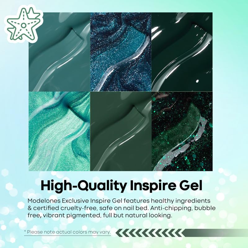 Modelones Ethereal Green Gel Nail Polish Set – 6 Colors for Salon-Quality DIY Nails